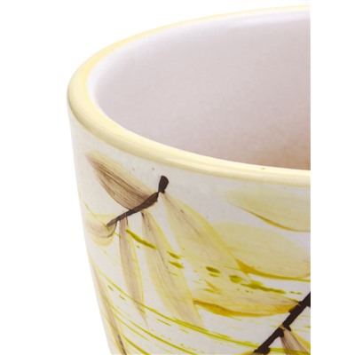 Горшок для цветов «Тропики », 1 л, d=15 см, h=13 см, с поддоном, керамика, белый