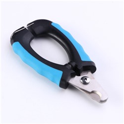 Когтерез боковой большой, с нескользящими ручками, отверстие 15 мм, чёрный, голубой