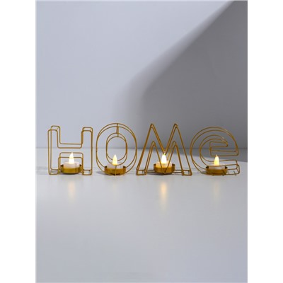 Подсвечник металлический на 4 свечи TAKE IT EASY, Home, 13.5×42 см, золото