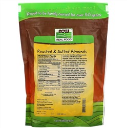 Now Foods, Real Food, обжаренный миндаль с морской солью, 454 г (16 унций)