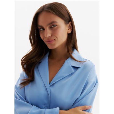 Пижама женская (рубашка, шорты) женская MINAKU: Home collection, небесно-голубая, размер 50