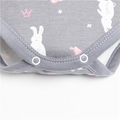 Боди для девочки «Крошка Я» Princess, рост 68-74 см, серое