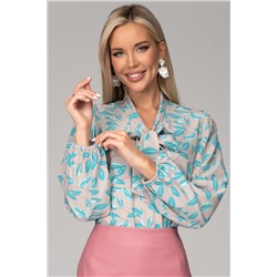 Блузка Бант (листья/бирюза)
