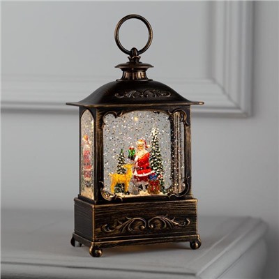 Светодиодная фигура «Дед Мороз и оленёнок» 14.5×22×8 см, металл, батарейки ААх3 (не в комплекте), USB, свечение тёплое белое