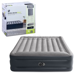 Кровать надувная Deluxe Pillow Rest Queen, 152 х 203 х 42 см, с подголовником, встроенный насос, 64136 INTEX