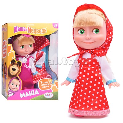 Кукла Маша и Медведь маша 25см, озвуч, платье в горошек, кор