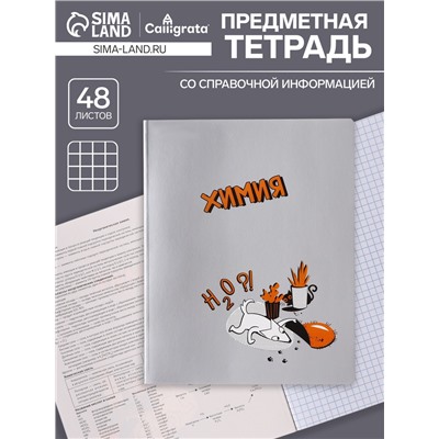 Тетрадь предметная 48 листов в клетку, «Пёс и Кот.Химия», обложка мелованный картон