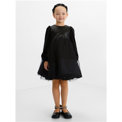 Платье нарядное для девочки KAFTAN, с пайетками, рост 110-116, чёрное