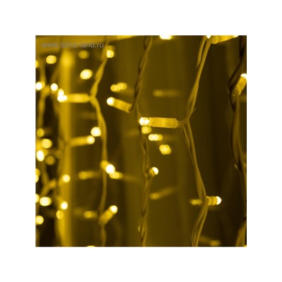 Гирлянда «Занавес» 2×1.5 м, IP65, УМС, белая нить каучук, 300 LED, свечение тёплое белое, 220 В