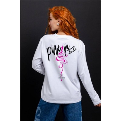 8516 Футболка с длинным рукавом женская (Белый_pure)