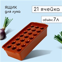 Ящик для выращивания зелёного лука, 40×19×10 см, 21 лунка, пластик, красный
