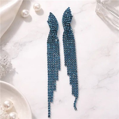 Длинные клипсы "Вечерние", цвет: тёмный синевато-зелёный, арт.012.079