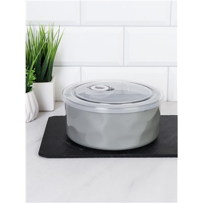 Контейнер салатник 850 мл крышка с клапаном / R-125 /уп 36/ Фарфор серый цвет