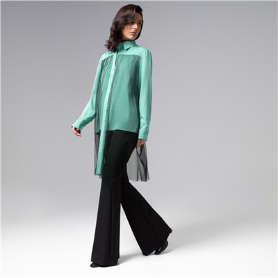 Рубашка комбинированное с сеткой, Срочно на обложку (бирюзовая)