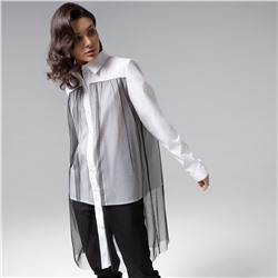 Рубашка комбинированная с сеткой, Срочно на обложку (white)
