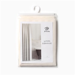 Штора в ванную в полоску «Этель», 180×200 см, молочная