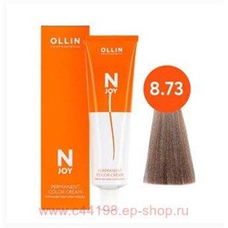 OLLIN "N-JOY" 8/73 – светло–русый коричнево–золотистый, перманентная крем-краска для волос 100мл