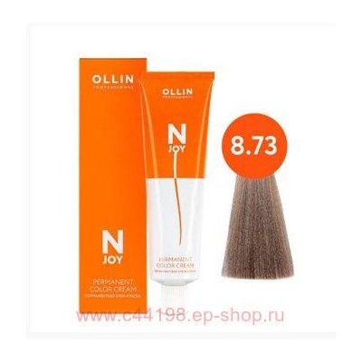 OLLIN "N-JOY" 8/73 – светло–русый коричнево–золотистый, перманентная крем-краска для волос 100мл