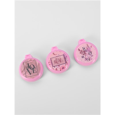 Расчёска массажная LOVE, складная, с зеркалом, d=6.5 см, МИКС