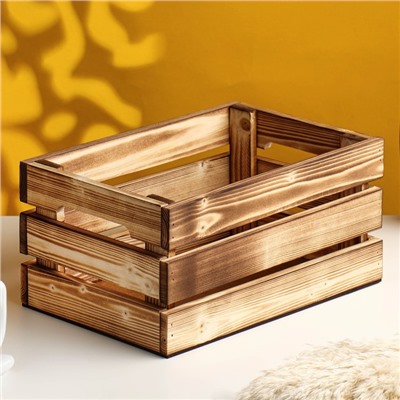 Подарочный ящик, 30×20×14.5 см, деревянный, цвет обожжённое дерево