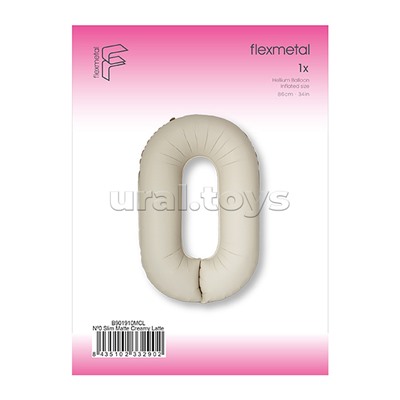 Шар (40''/102 см) Цифра, 0 Slim, Кремовый Латте, Матовый, 1 шт. в уп.