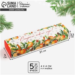 Коробка для конфет, кондитерская упаковка, 5 ячеек, «Новогодняя ботаника», 5×21×3 см