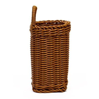 Корзина плетёная для хранения, 18×15×12 см, ручка h=10 см, пластиковая, коричневая