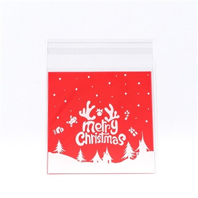 Пакет подарочный новогодний БОПП с липкой лентой, «С Рождеством», 10×10+3 см