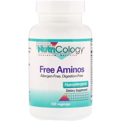 Nutricology, Аминокислоты в свободной форме, 100 вегетарианских капсул