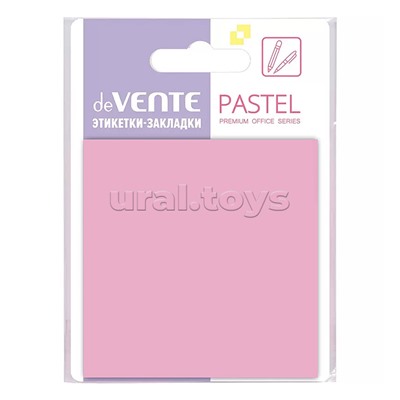 Самоклеящиеся этикетки-закладки "Pastel" пластиковые прозрачные, 76x76 мм, розовые