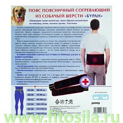Пояс "Буран", размер 56 - 58, согревающий из собачьей шерсти, "Премьер"