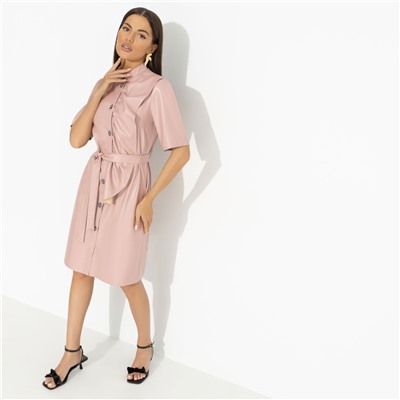 Платье из экокожи, Счастье свободы (peach, с поясом)