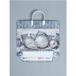 Пакет новогодний «Лёд», полиэтиленовый с пластиковой ручкой, 38×35 см