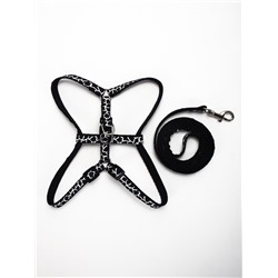 Шлейка с поводком «Жираф», ширина 1 см, поводок 120 см, шлейка 23-35 см, чёрная, белая