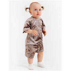 Костюм (шорты и футболка) Крошка Я «Бархат», рост 92-98 см, бежевый