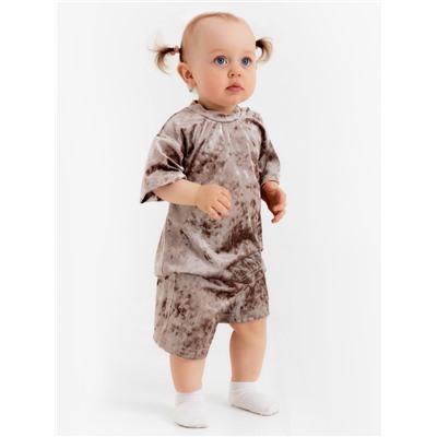Костюм (шорты и футболка) Крошка Я «Бархат», рост 92-98 см, бежевый
