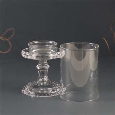 Стеклянный подсвечник на 1 свечу «Бокал на ножке», прозрачный, 18×8.5×5 см