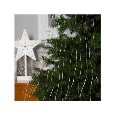 Гирлянда «Конский хвост» 20 нитей по 2 м, IP20, серебристая нить, 400 LED, свечение тёплое белое, 12 В