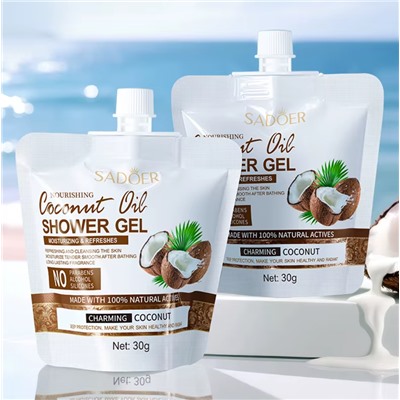 Увлажняющий гель для душа с экстрактом кокоса Sadoer, 30 мл.