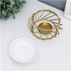 Аромалампа для эфирных масел «Геометрия плетение», металл, керамика, золотистая, 7.5×13×13 см