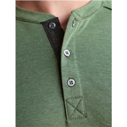 Джемпер хенли из полотна пике с меланжевым плетением с эластаном