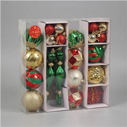 Ёлочные игрушки «Ассорти», новогодние, набор 42 шт., красный/зелёный