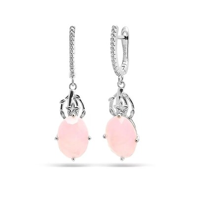 Серьги из серебра розовый кварц, МЦВ61