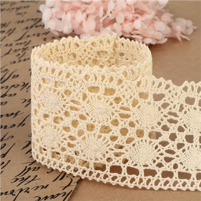 Кружево вязаное, 70 мм, 10±1 м, бежевое