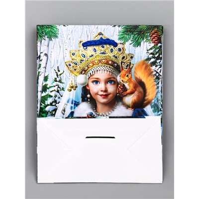 Пакет подарочный новогодний ламинированный, «Новогодняя пора», 11.5×6.5×14.5 см