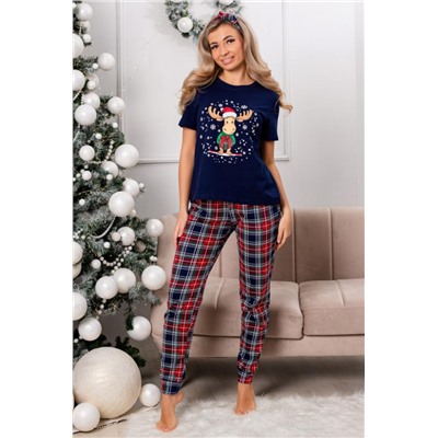 Пижама Лось (Темно-синий/зеленая клетка)