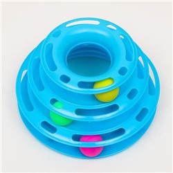 Игровой комплекс «Пижон» для кошек с 3 шариками, 24.5×24.5×13 см, голубой