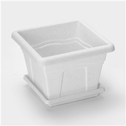 Горшок для цветов с поддоном «Квадро», 12.2 л, пластиковый, цвет мраморный