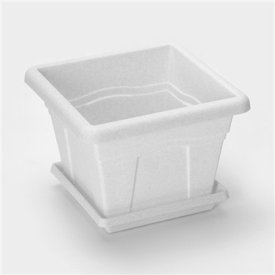 Горшок для цветов с поддоном «Квадро», 12.2 л, пластиковый, цвет мраморный