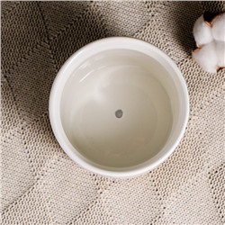 Горшок для цветов «Эко» керамический, 500 мл, 10×9.5 см, с деревянной подставкой, белый